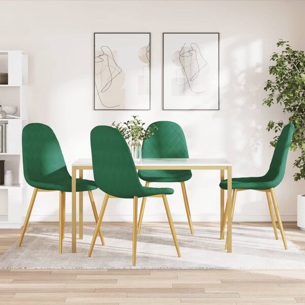 vidaXL Sedie da Pranzo 4 pz Verde Scuro in Velluto