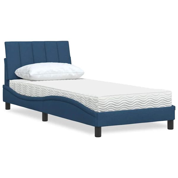 vidaXL Letto con Materasso Hanko Blu 90x200 cm in Tessuto