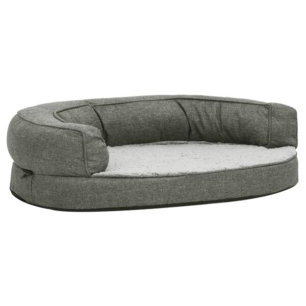 vidaXL Materasso Ergonomico per Cani 75x53 cm Pile Effetto Lino Grigio