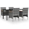 vidaXL Set da Pranzo da Giardino 5 pz con Cuscini Grigio e Nero