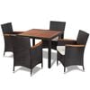 vidaXL Set da Pranzo da Giardino 5 pz con Cuscini in Polyrattan Nero
