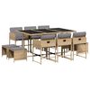 vidaXL Set Pranzo da Giardino 11 pz con Cuscini Beige Misto Polyrattan