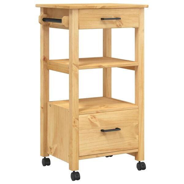 vidaXL Carrello da Cucina MONZA 48x40x88,5 cm in Legno Massello di Pino