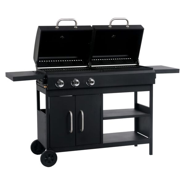 vidaXL Barbecue Combinato Carbone e Gas 3 Fuochi
