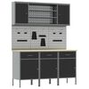 vidaXL Mobile da lavoro 7 pcs Nero Legno ingegnerizzato e acciaio