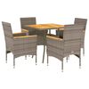 vidaXL Set Pranzo Giardino 5 pz con Cuscini Grigio Polyrattan Acacia
