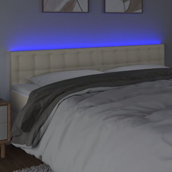 vidaXL Testiera Crema a LED 180x5x78/88 cm in Similpelle