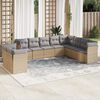 vidaXL Set Divano da Giardino 10 pz con Cuscini Beige in Polyrattan