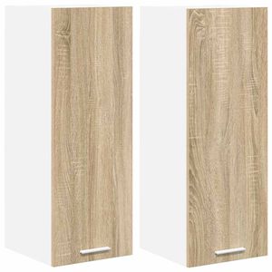 vidaXL Armadio pensile 2 pcs Quercia Sonoma e Bianca 30 x 31 x 80 cm