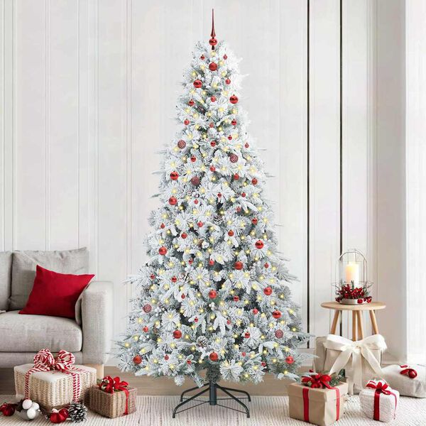 vidaXL Albero di Natale Artificiale con Rami Pieghevoli Bianco 240 cm
