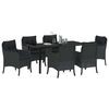 vidaXL Set da Pranzo per Giardino con cuscino 7 pcs Nero polyrattan
