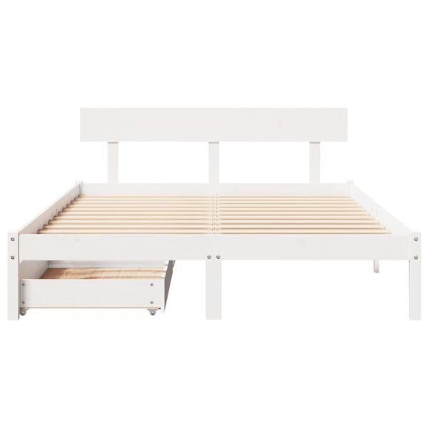 vidaXL Letto senza Materasso Bianco 160x200 cm Legno Massello di Pino