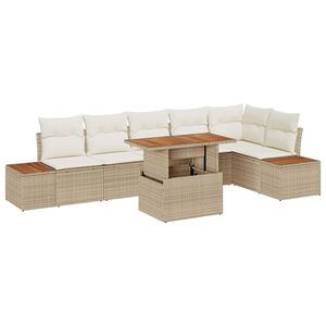 vidaXL Set Divano da Giardino 7 pz Beige Poly Rattan