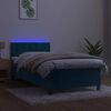 vidaXL Letto a Molle con Materasso e LED Blu Scuro 90x200cm in Velluto