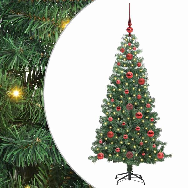 vidaXL Albero di Natale con 150 LED con supporto Verde 120 cm PVC
