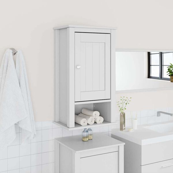 vidaXL Mobile da Bagno a Muro BERG Bianco 40x27x71,5 cm Massello Pino