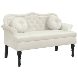 vidaXL Panca con Cuscini Crema 120,5x65x75 cm in Velluto