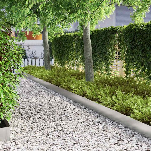 vidaXL Bordura per Prato Argento 450 x 0.05 x 15 cm Acciaio zincato