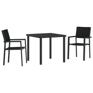 vidaXL Set da Pranzo per Giardino 3 pcs Nero