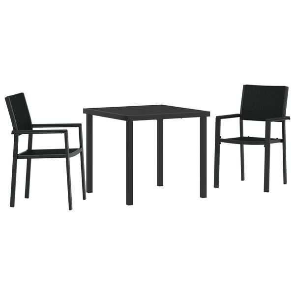 vidaXL Set da Pranzo per Giardino 3 pcs Nero