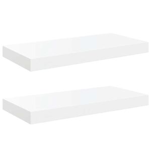 vidaXL Scaffali a Parete 2 pz Bianco Lucido 50x23,5x3,8 cm in MDF