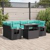 vidaXL Set Divani Giardino 7 pz con Cuscini Nero Polyrattan Acacia