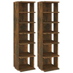 vidaXL Scarpiere 2 pz Rovere Fumo 27,5x27x102 cm in Legno Multistrato