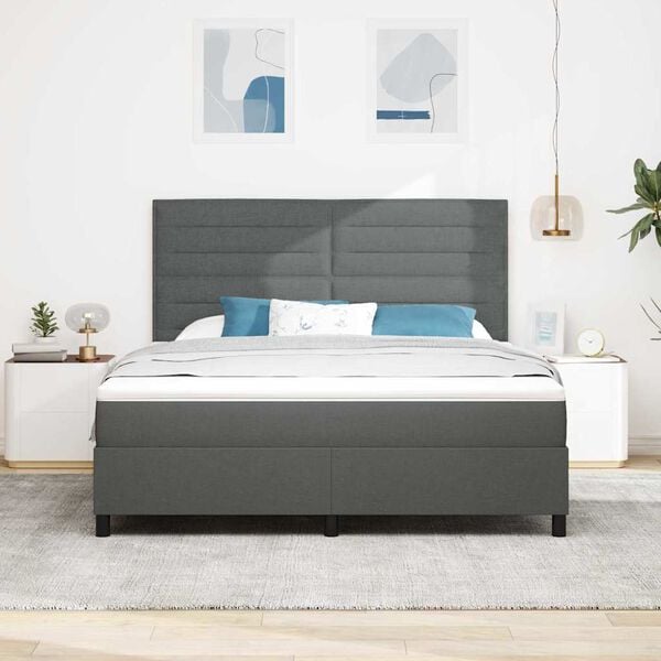 vidaXL Letto a molle con materasso Grigio scuro 180 x 200 cm Tessuto