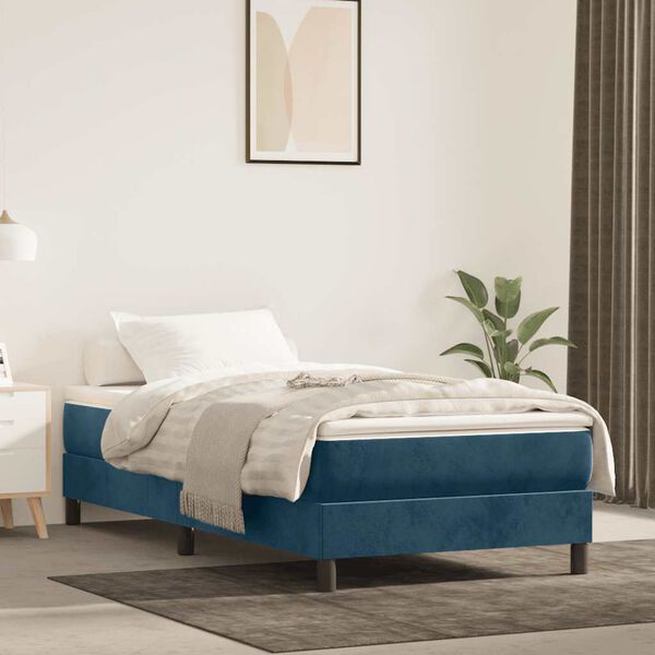 vidaXL Struttura Letto a Rete a Molle Blu Scuro 90x190 cm in Velluto