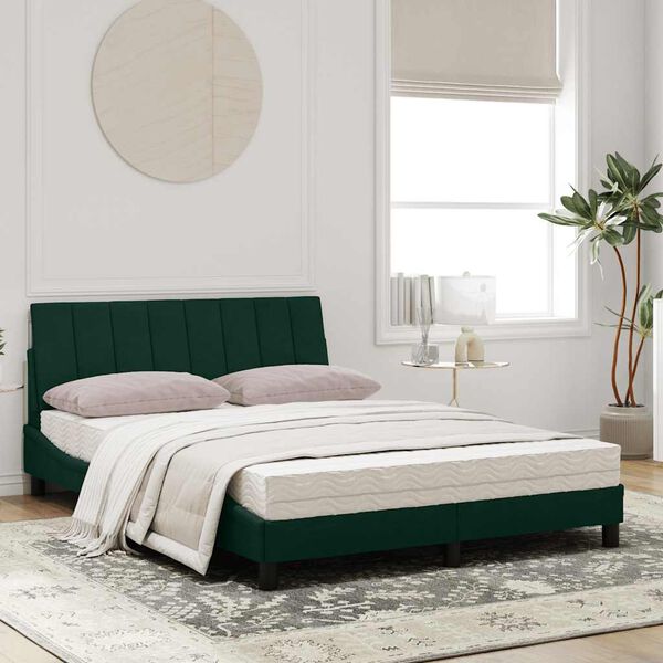vidaXL Letto con Materasso Hanko Verde Scuro 120x200 cm in Velluto