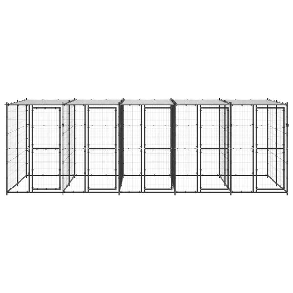 vidaXL Gabbia per Cani da Esterno in Acciaio con Tetto 12,1 m&sup2;