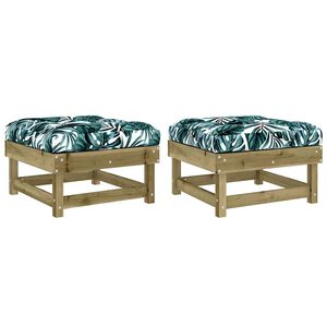 vidaXL Poggiapiedi Giardino con Cuscini 2pz Legno Impregnato di Pino