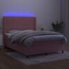vidaXL Letto a Molle con Materasso e LED Rosa 140x190 cm in Velluto