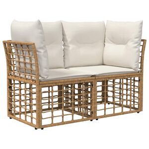 vidaXL Loveseat da esterno 2 pz 2 posto Naturale e Bianco Crema