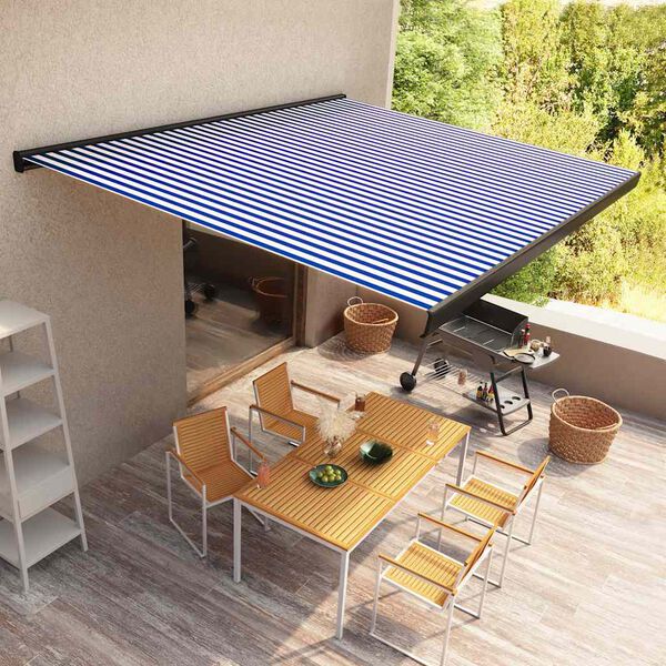 vidaXL Tenda a Cassonetto Motorizzata 400x300 cm Blu e Bianco