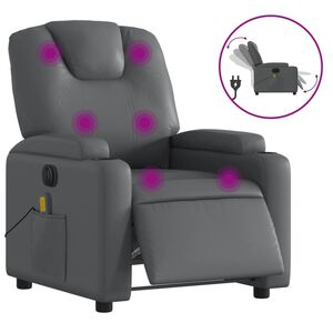 vidaXL Poltrona Massaggiante Elettrica Reclinabile Grigio Similpelle