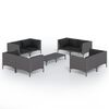 vidaXL Set Divani Giardino 9 pz con Cuscini in Polyrattan Grigio Scuro