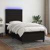 vidaXL Letto a Molle con Materasso e LED Nero 90x200 cm in Tessuto