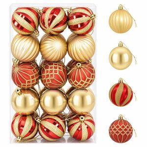 vidaXL Set di Palline di Natale 30 pz Oro e Rosso &Oslash; 6 cm Plastica