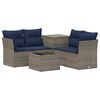 vidaXL Set di divani 6 pz Grigio e Blu Navy Rattan sintetico e Acciaio