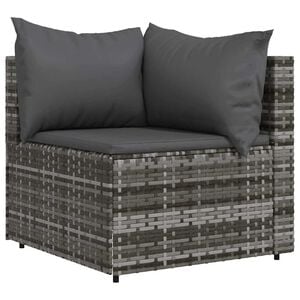 vidaXL Divano Angolare da Giardino con Cuscini in Polyrattan Grigio