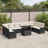 vidaXL Set Divano da Giardino con cuscino 11 pcs Nero Poly Rattan