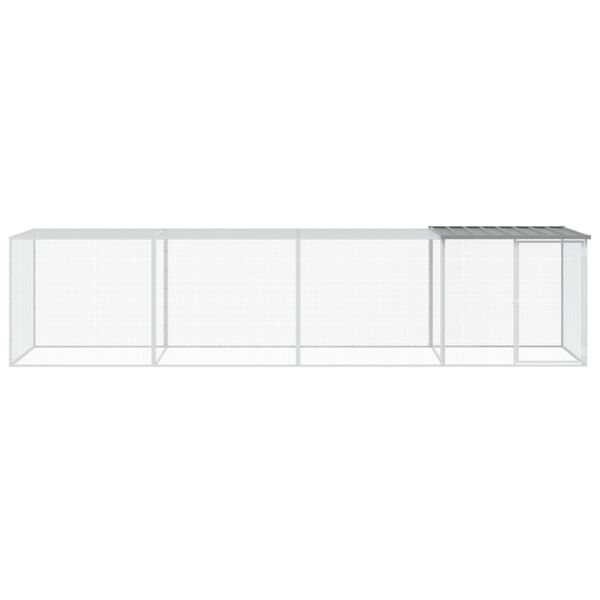 vidaXL Gabbia Polli Tetto Grigio Chiaro 403x98x90 cm Acciaio Zincato