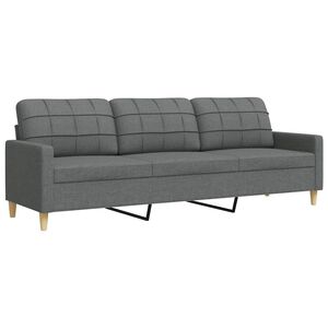 vidaXL Divano a 3 Posti Grigio Scuro 210 cm in Tessuto