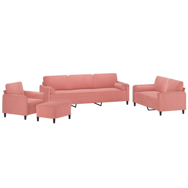 vidaXL Set di Divani 4 pz con Cuscini Decorativi Rosa in Velluto