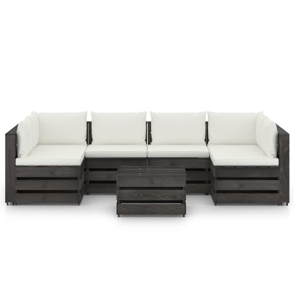 vidaXL Set Salotto da Giardino con Cuscini 7pz Legno Impregnato Grigio