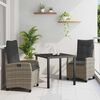 vidaXL Set da Pranzo per Giardino con cuscino 3 pcs Grigio polyrattan