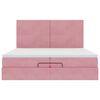 vidaXL Struttura Letto Pouf con Materassi Rosa 200x200 cm Velluto