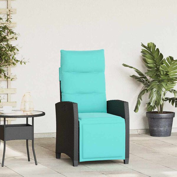 vidaXL Sedia Reclinabile da Giardino con Tavolino Nera Polyrattan