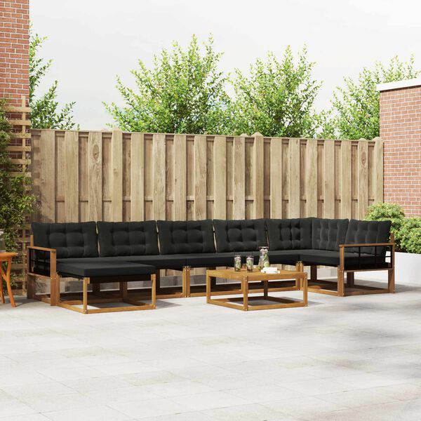 vidaXL Set di divani da esterno con cuscino 22 pcs Naturale e Nero